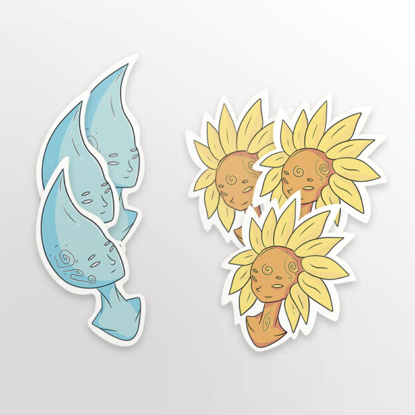 6 stickers, 3 sets of sun and moon stickers