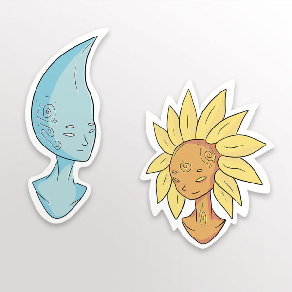 6 stickers, 3 sets of sun and moon stickers