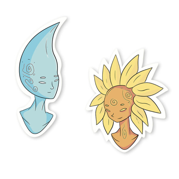 Sun Flower Moon Stone Stickers